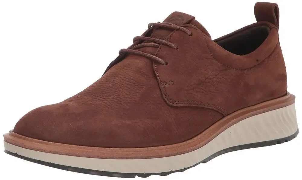 ECCO MEN'S ST.1 HYBRID PLAIN TOE OXFORD, POTTING SOIL NUBUCK, 6-6.5